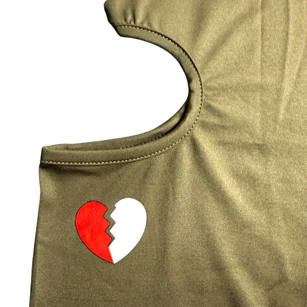 Streetwheres Army Green Broken Heart Balaclava Men’s OS - Streetwear Punk Bikes - Picture 6 of 12